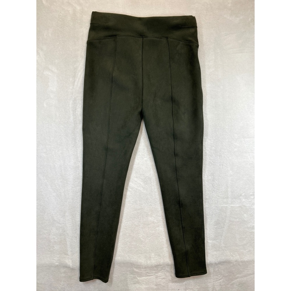 SPANX Leggings Women's Size‎ L Olive Green Faux Suede - Picture 2 of 8